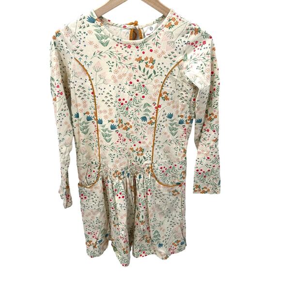 Hanna Andersson Floral Long Sleeve Cotton Princess Seam Dress // 150 or US 12 - Picture 1 of 11
